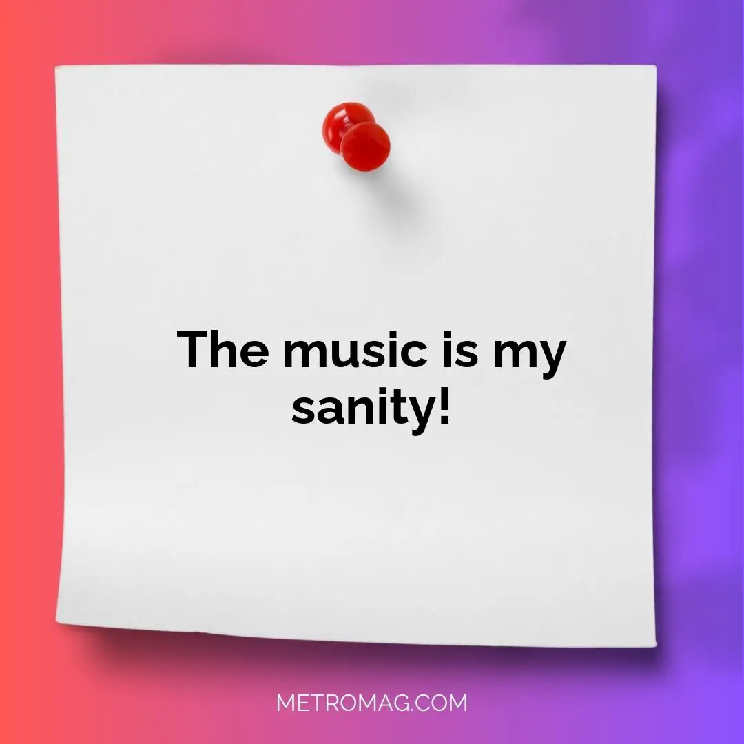 The music is my sanity!