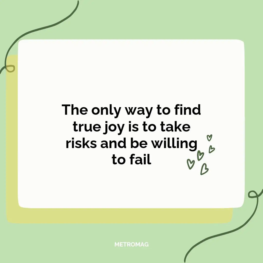 The only way to find true joy is to take risks and be willing to fail