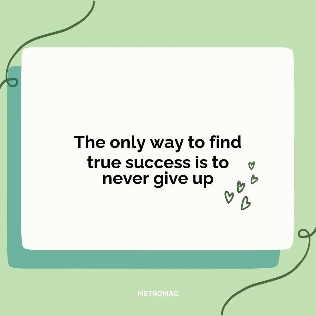 The only way to find true success is to never give up