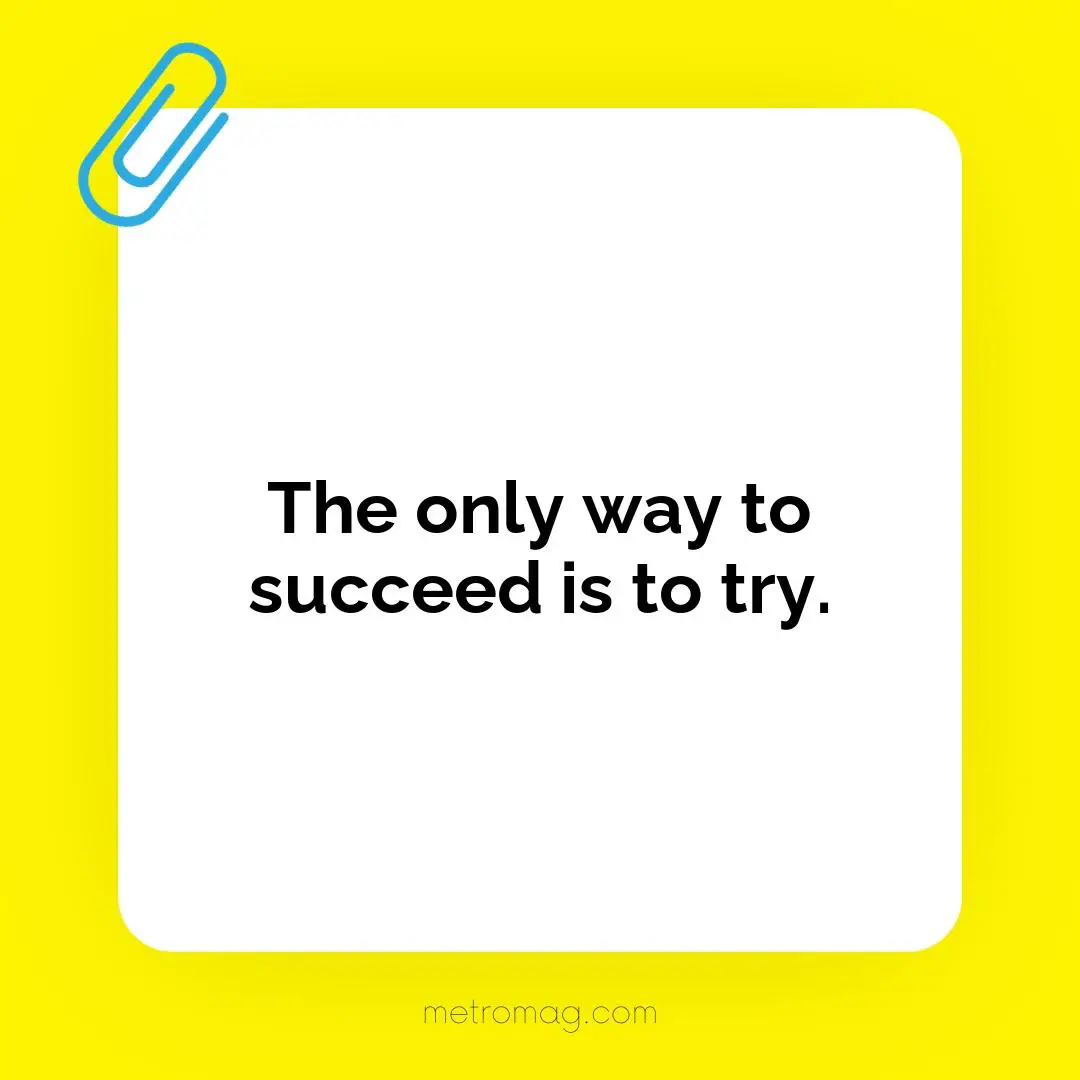 The only way to succeed is to try.