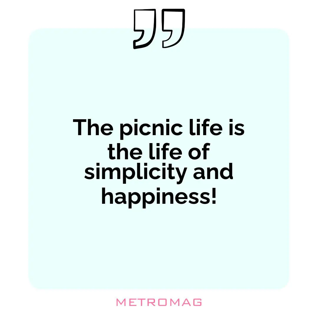The picnic life is the life of simplicity and happiness!