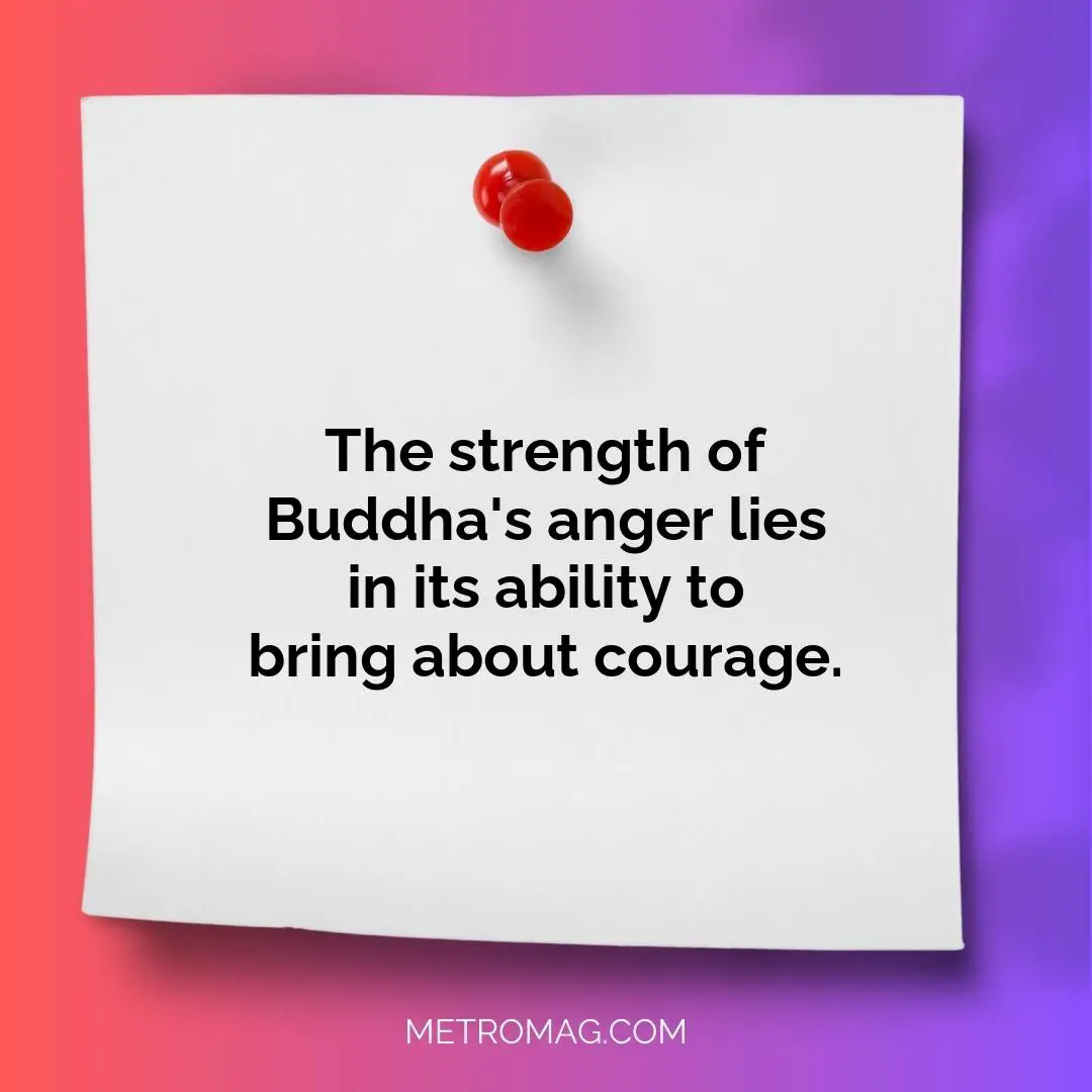 The strength of Buddha's anger lies in its ability to bring about courage.