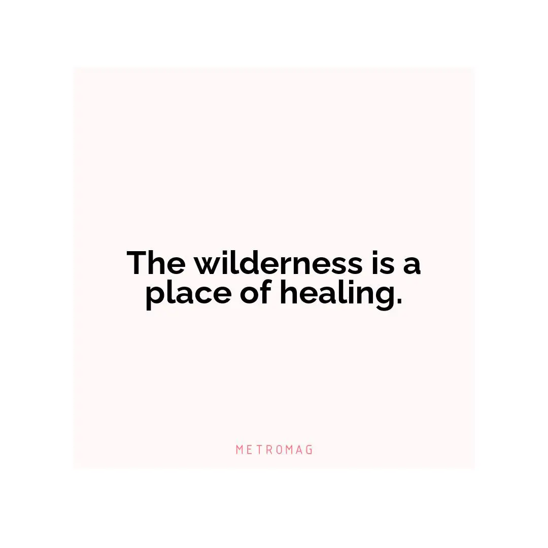 The wilderness is a place of healing.