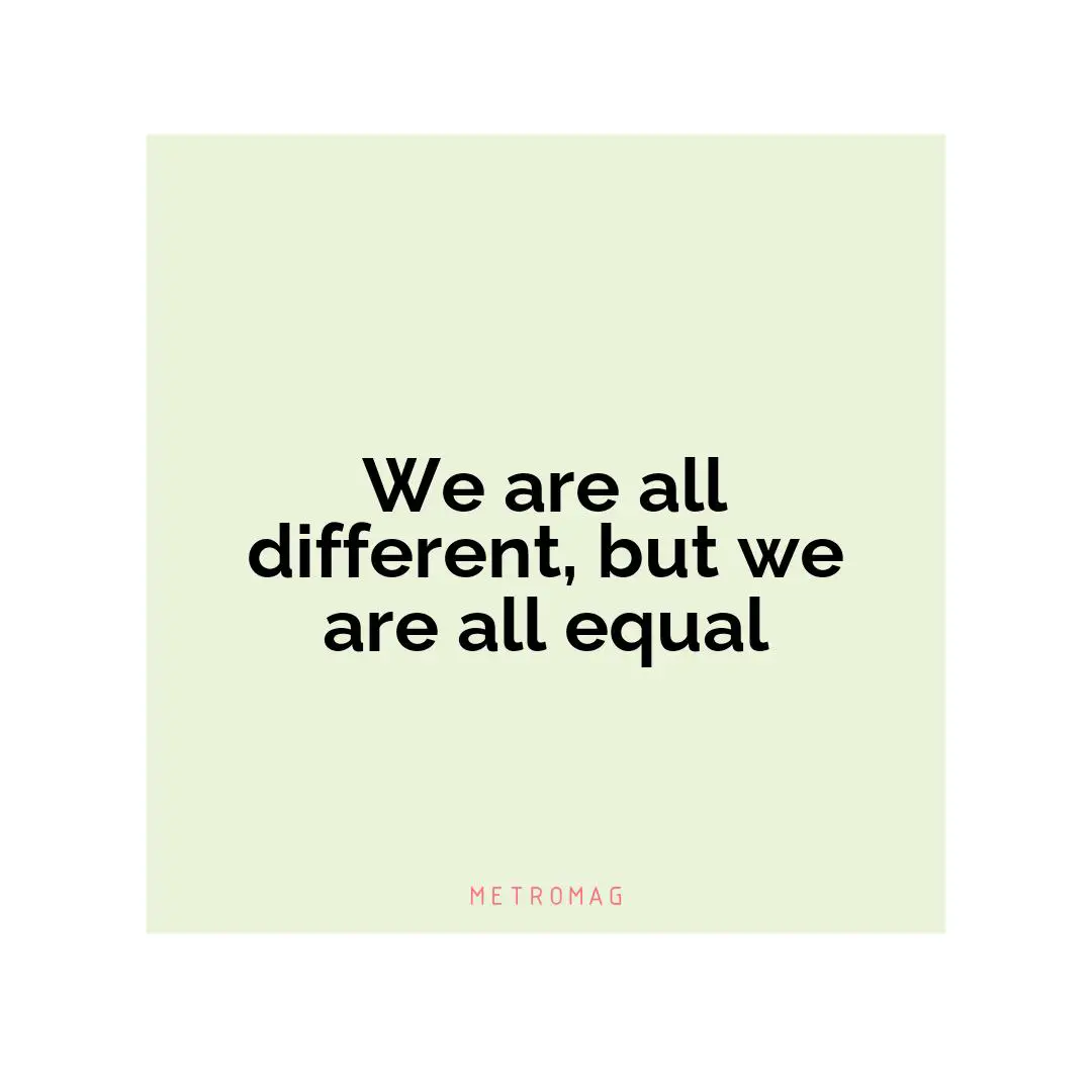 We are all different, but we are all equal