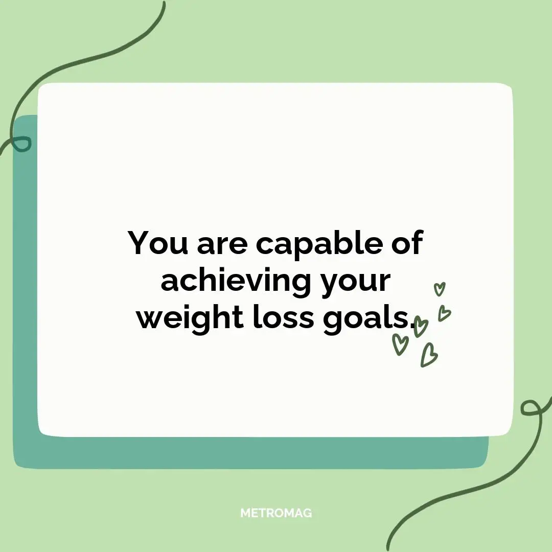 You are capable of achieving your weight loss goals.