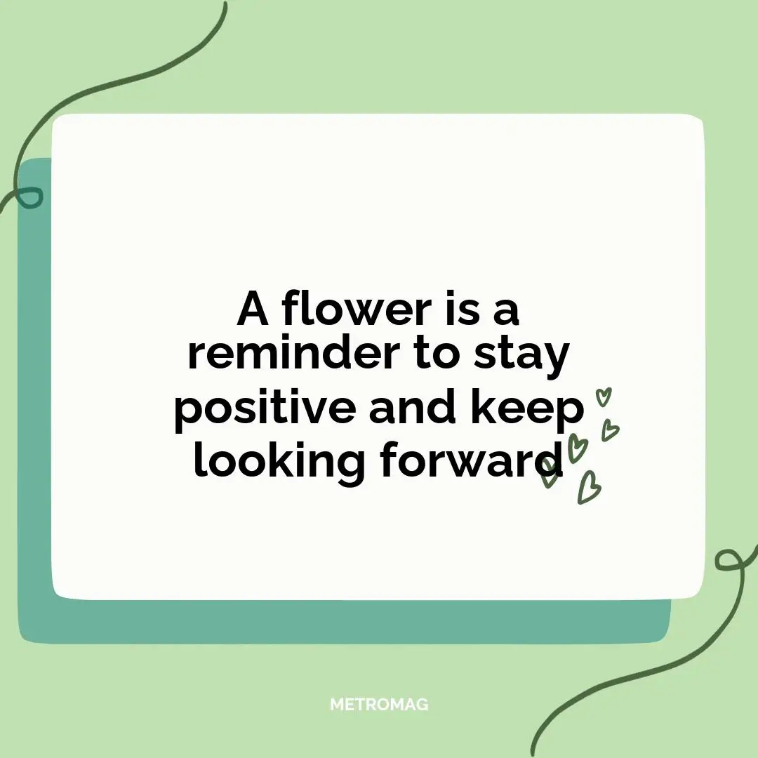 A flower is a reminder to stay positive and keep looking forward