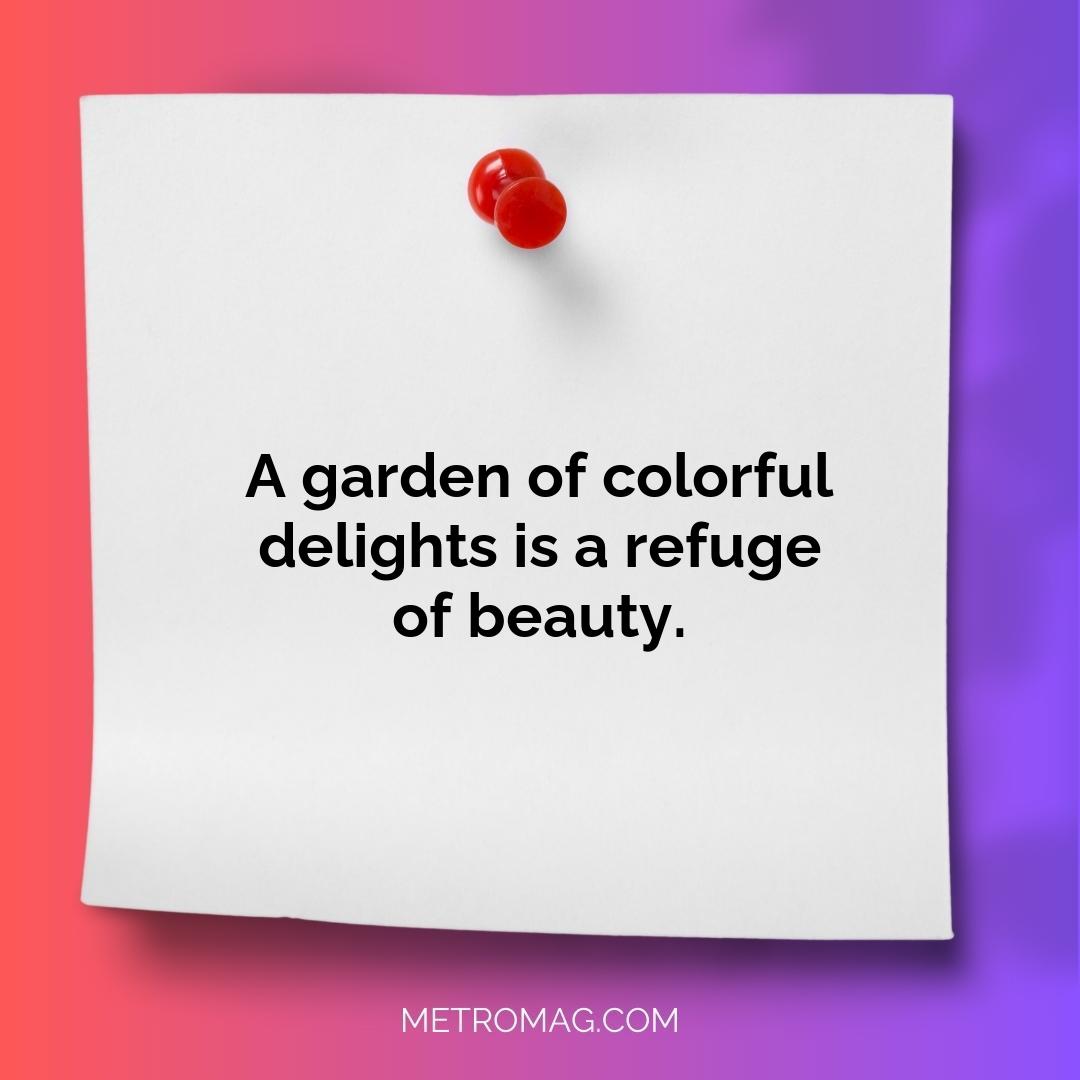 A garden of colorful delights is a refuge of beauty.