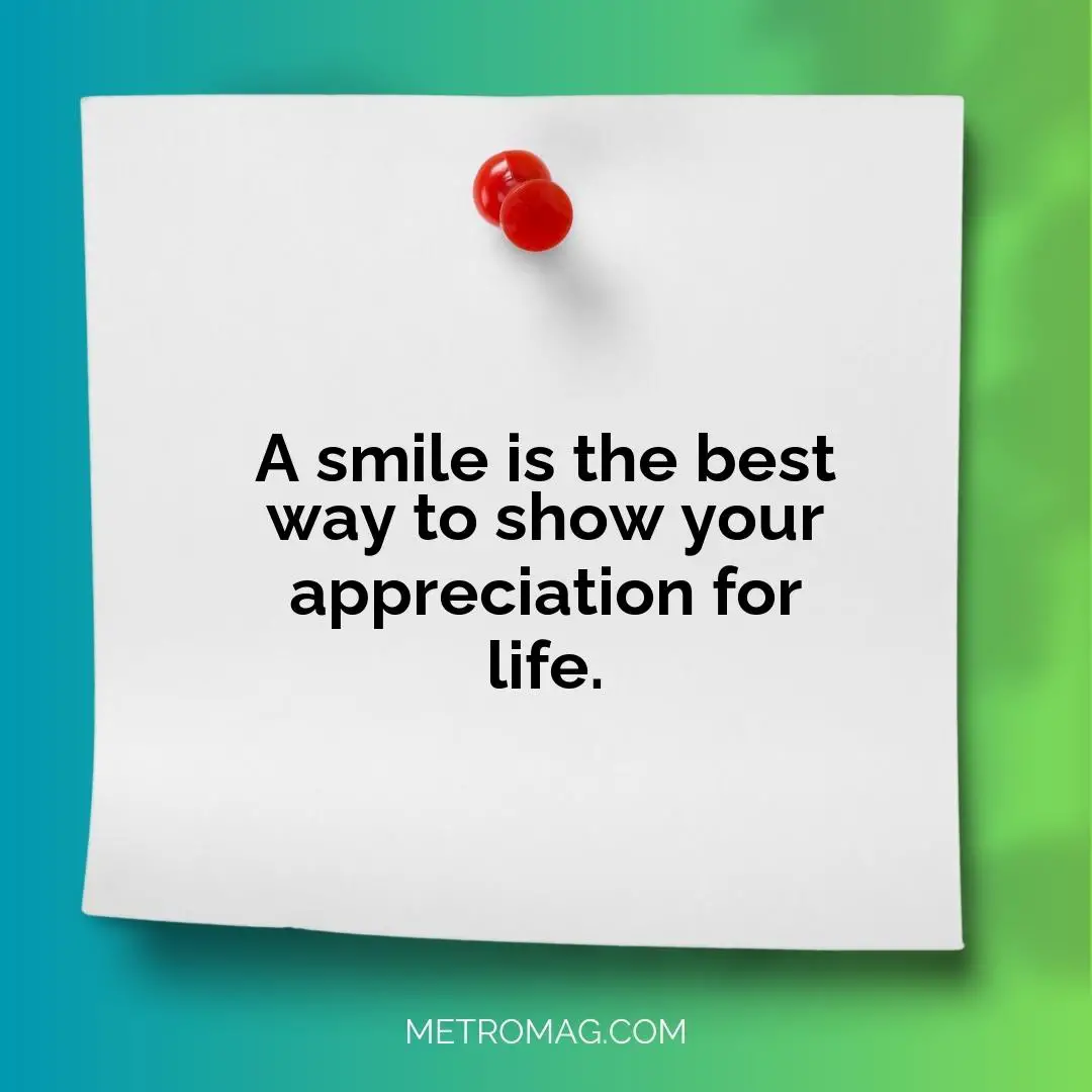 A smile is the best way to show your appreciation for life.