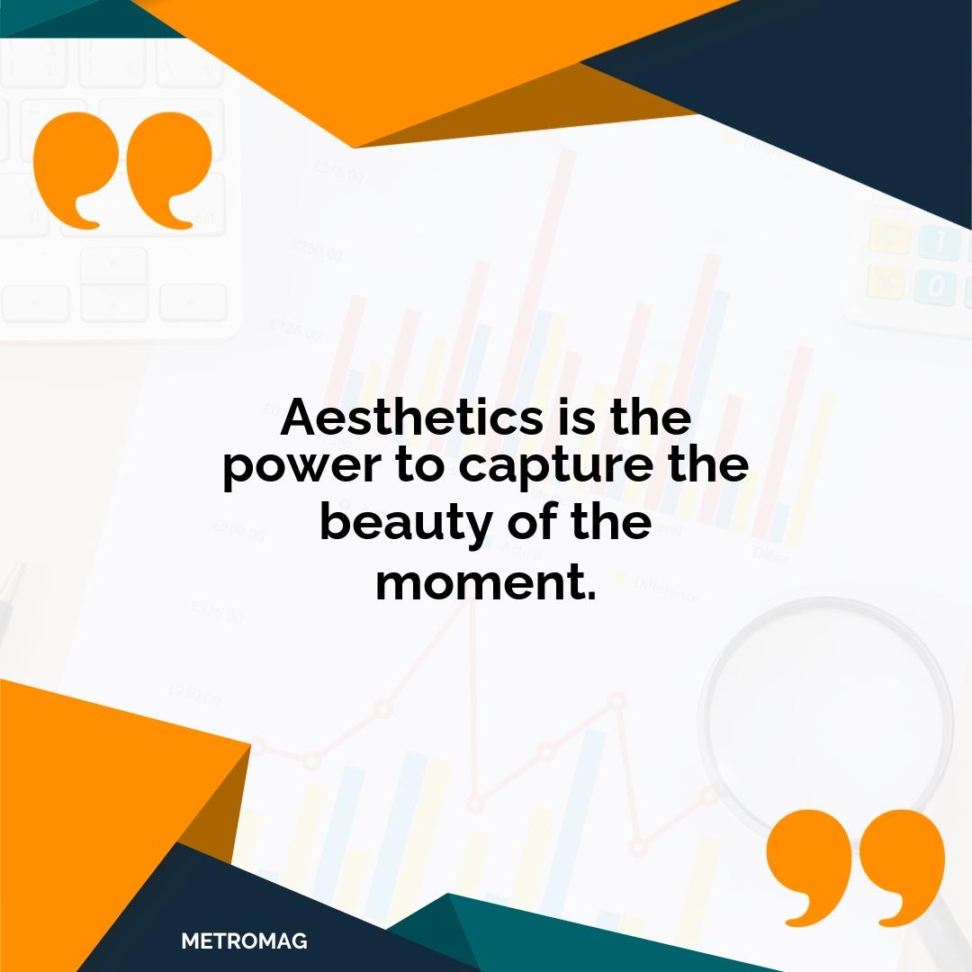 Aesthetics is the power to capture the beauty of the moment.