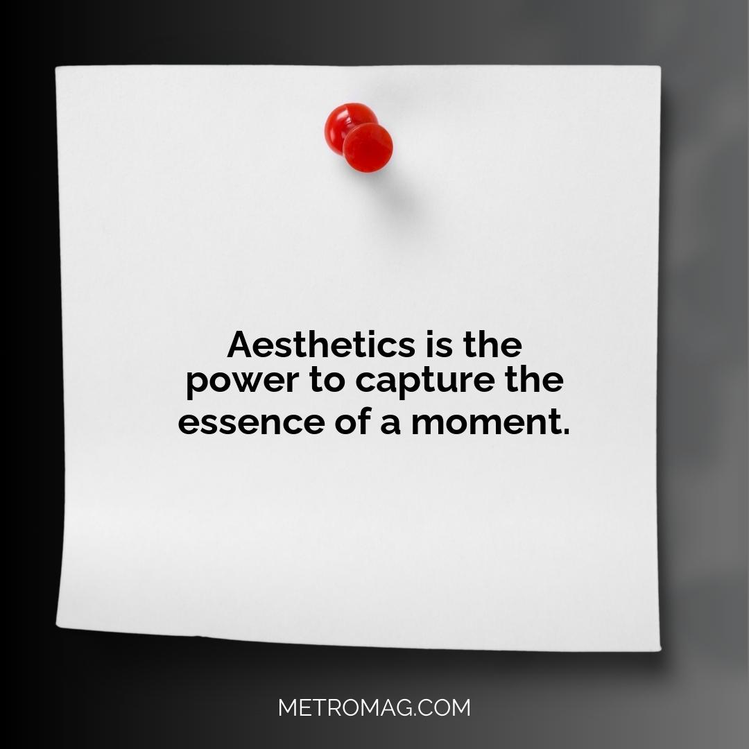 Aesthetics is the power to capture the essence of a moment.