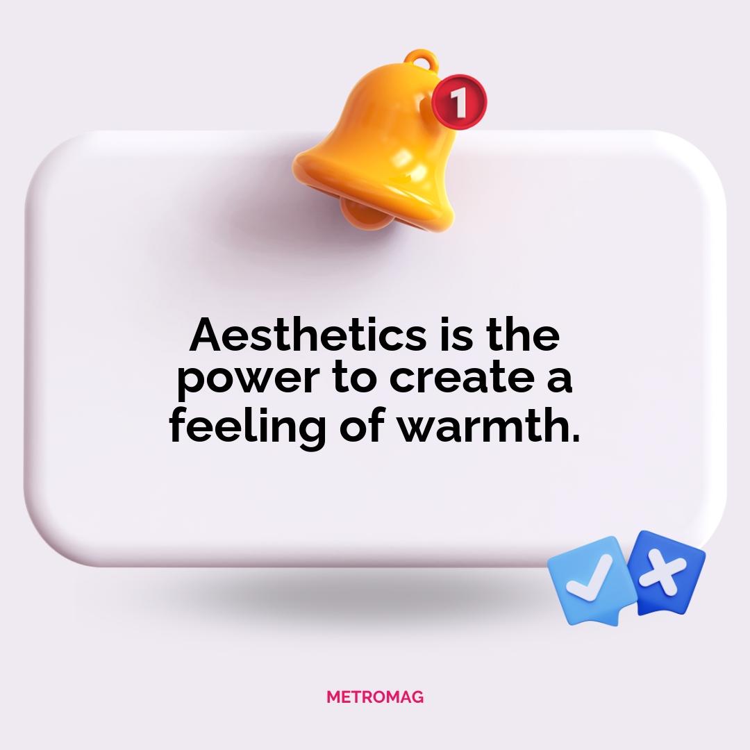 Aesthetics is the power to create a feeling of warmth.