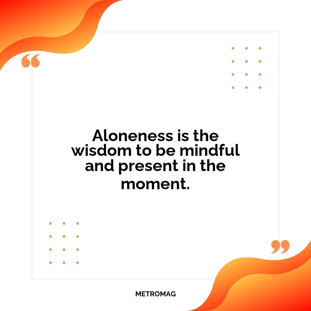 Aloneness is the wisdom to be mindful and present in the moment.