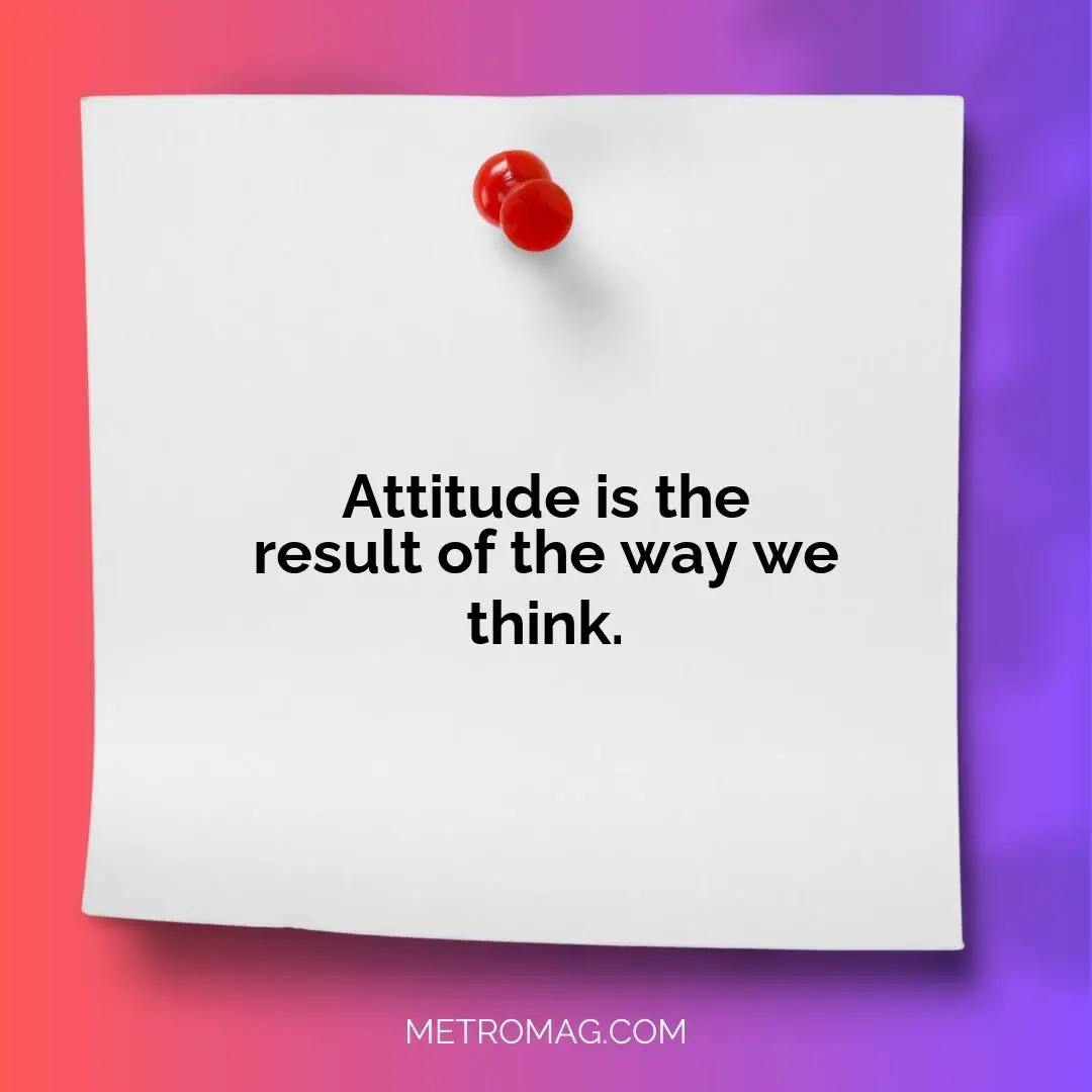Attitude is the result of the way we think.