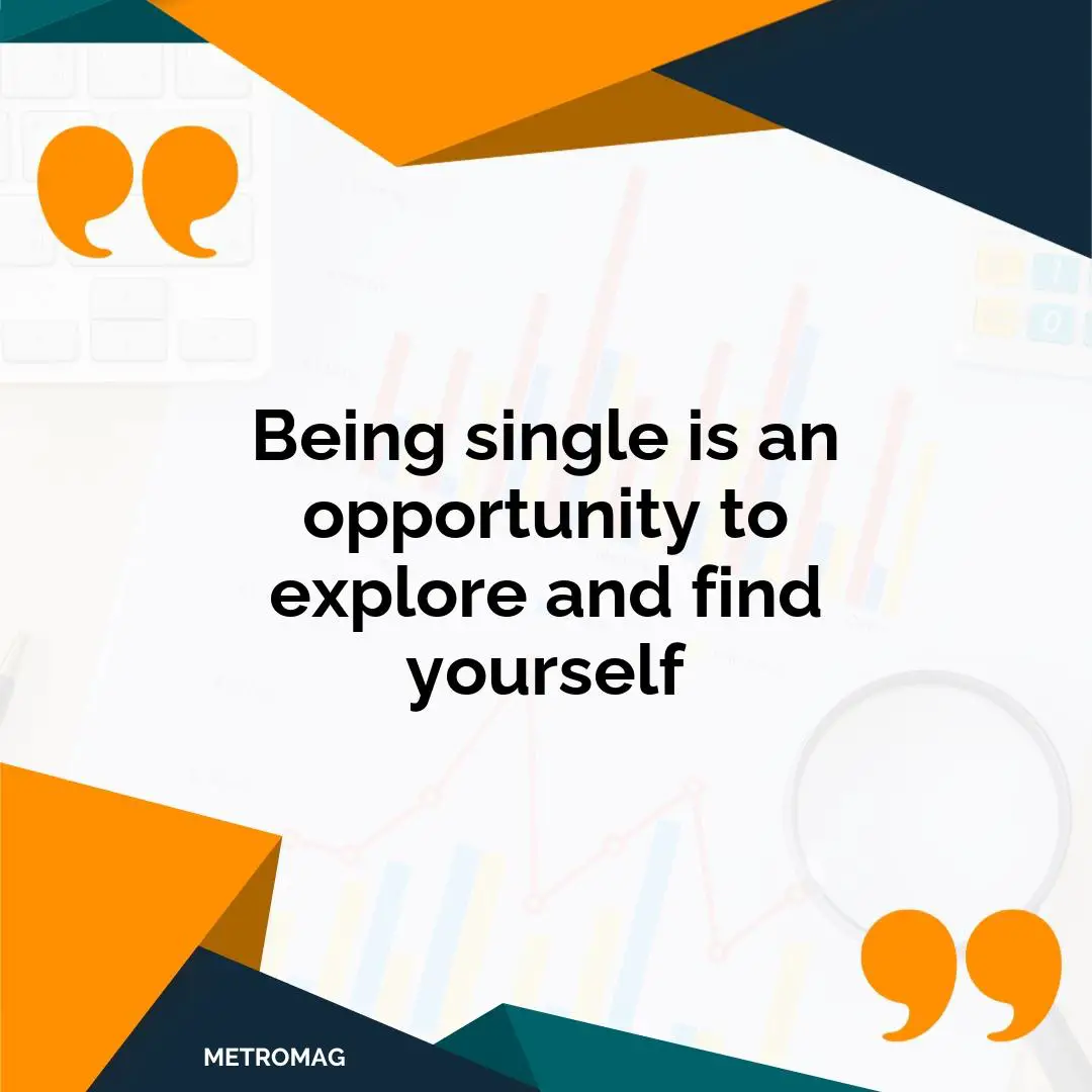 Being single is an opportunity to explore and find yourself