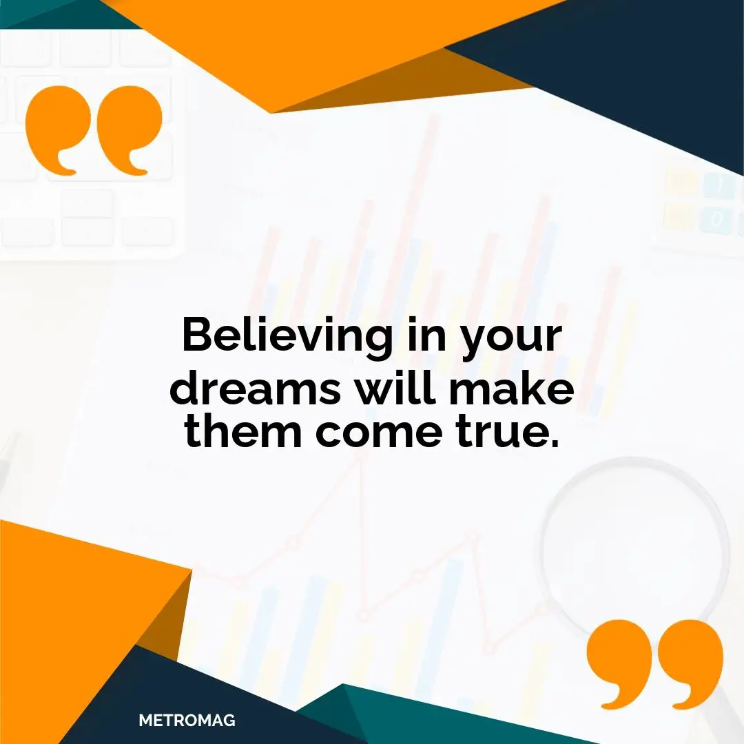 Believing in your dreams will make them come true.