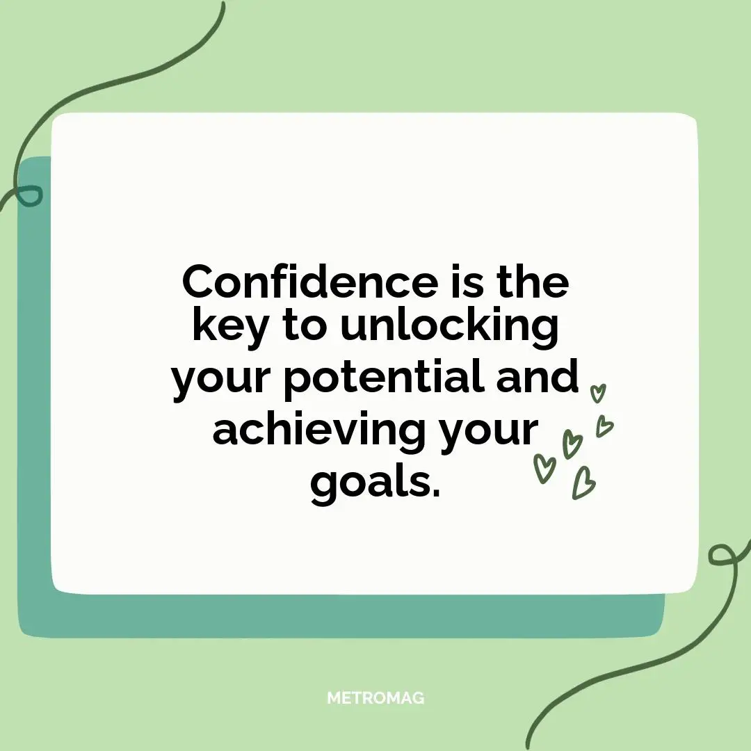 Confidence is the key to unlocking your potential and achieving your goals.