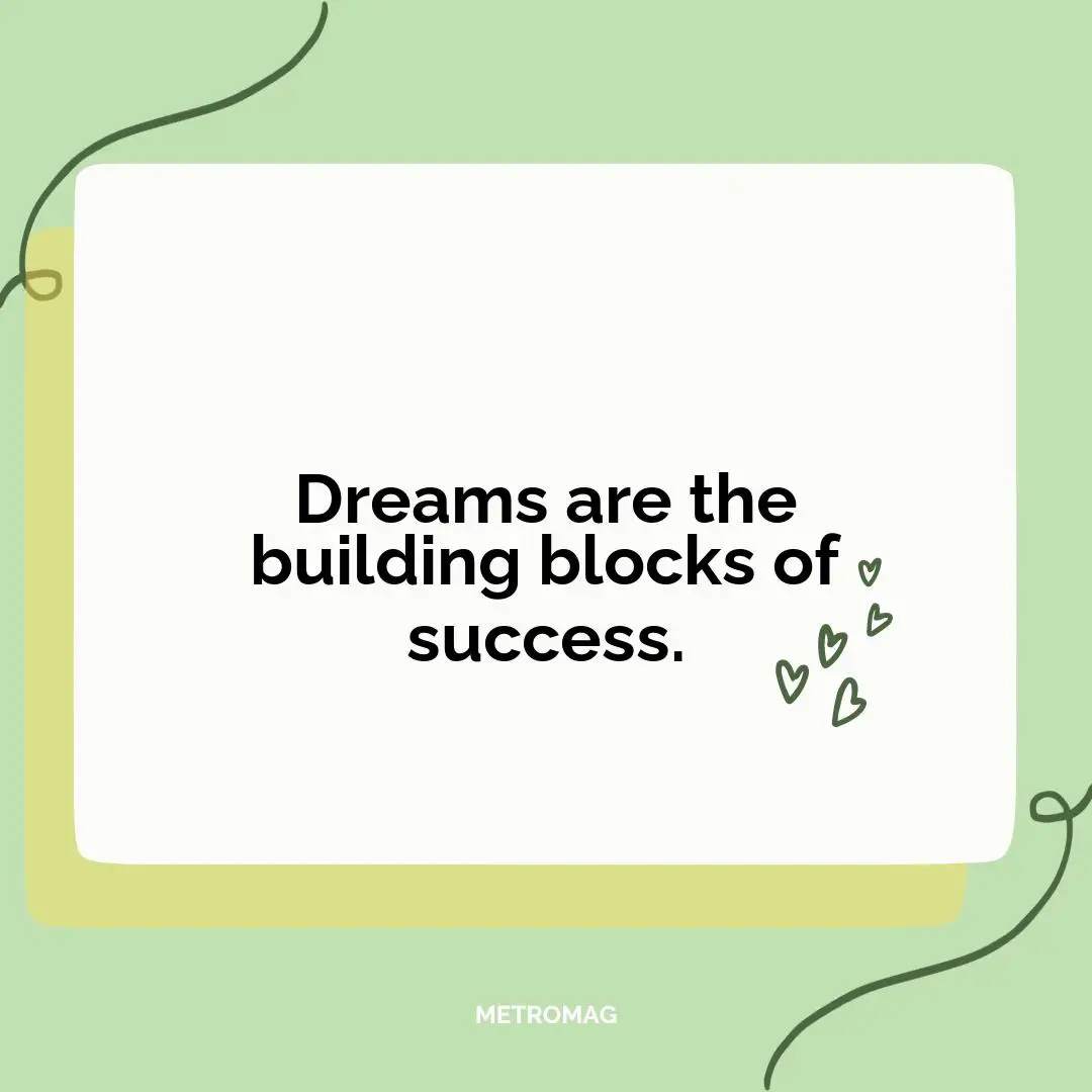 Dreams are the building blocks of success.