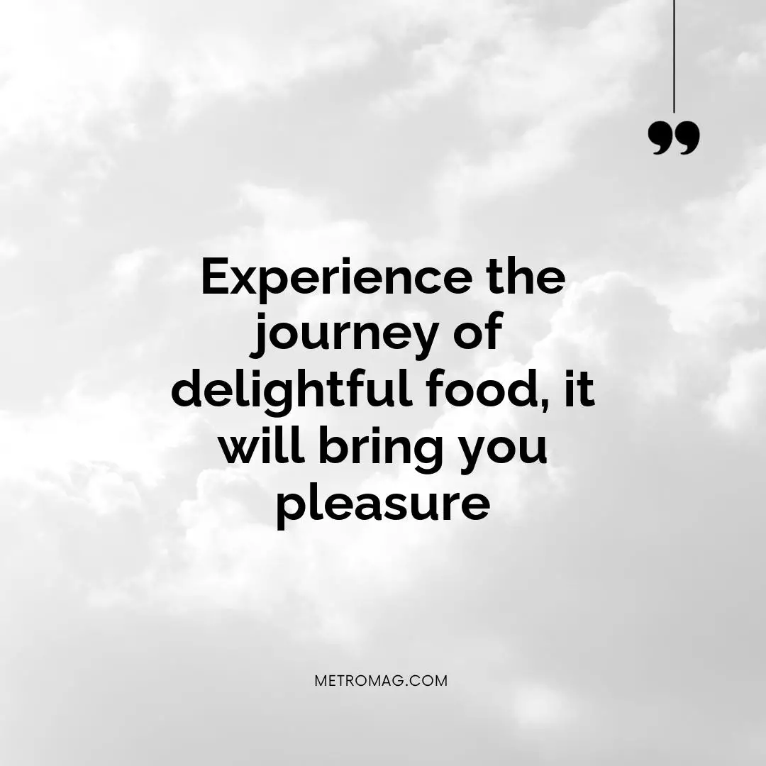 Experience the journey of delightful food, it will bring you pleasure