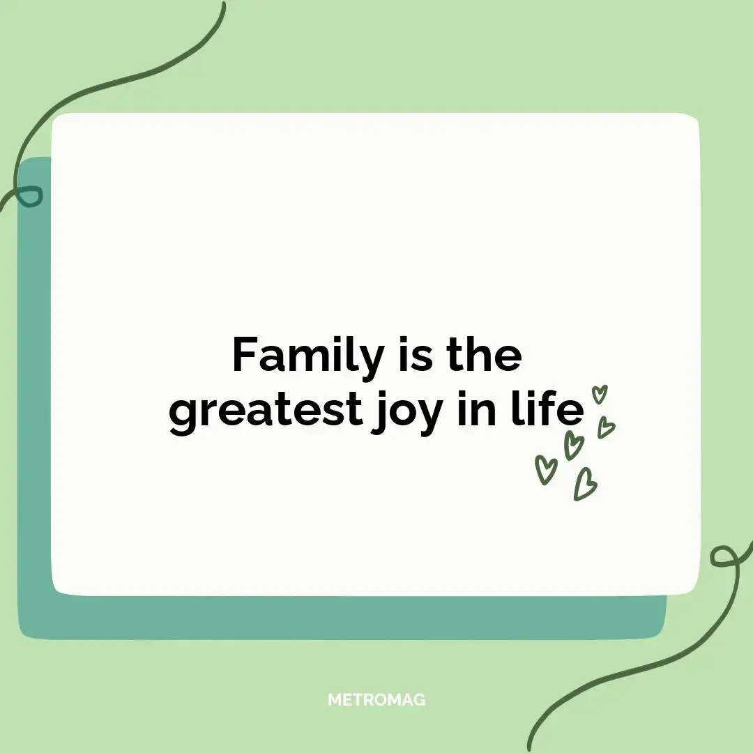 Family is the greatest joy in life