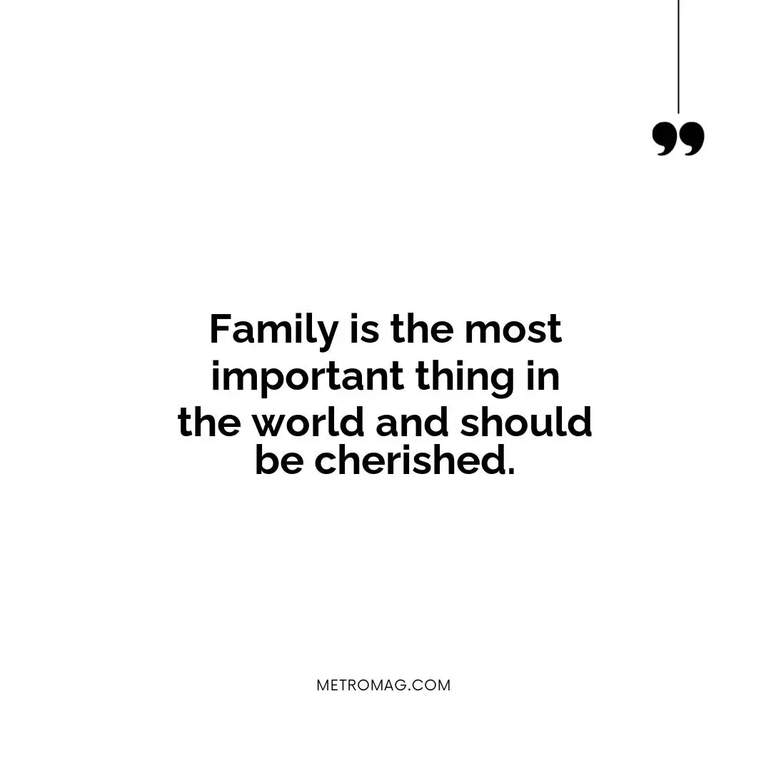 Family is the most important thing in the world and should be cherished.