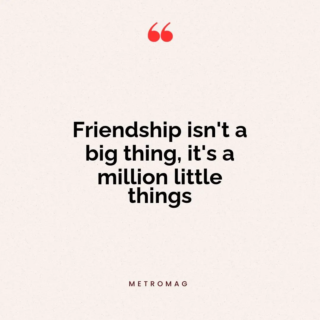 Friendship isn't a big thing, it's a million little things
