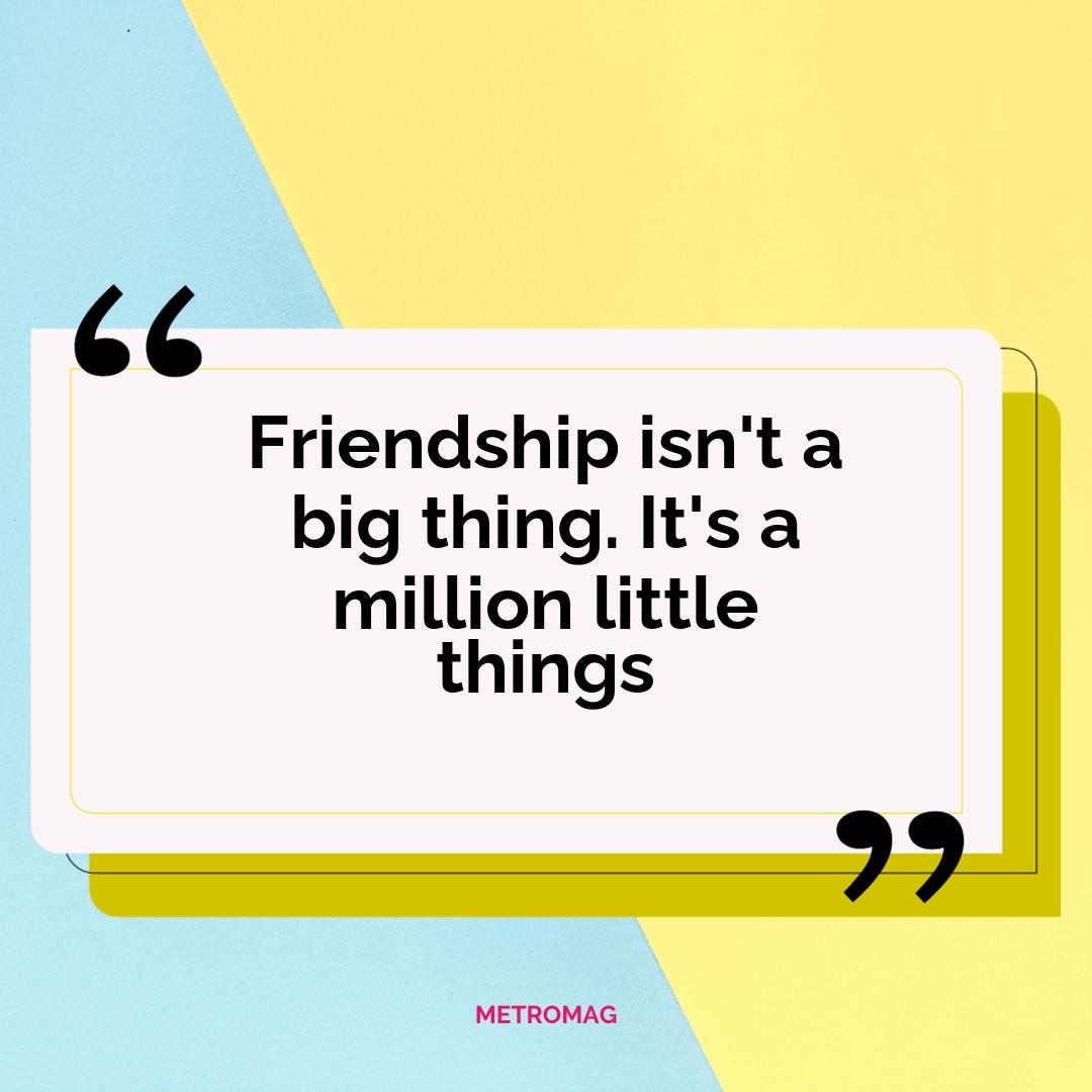Friendship isn't a big thing. It's a million little things