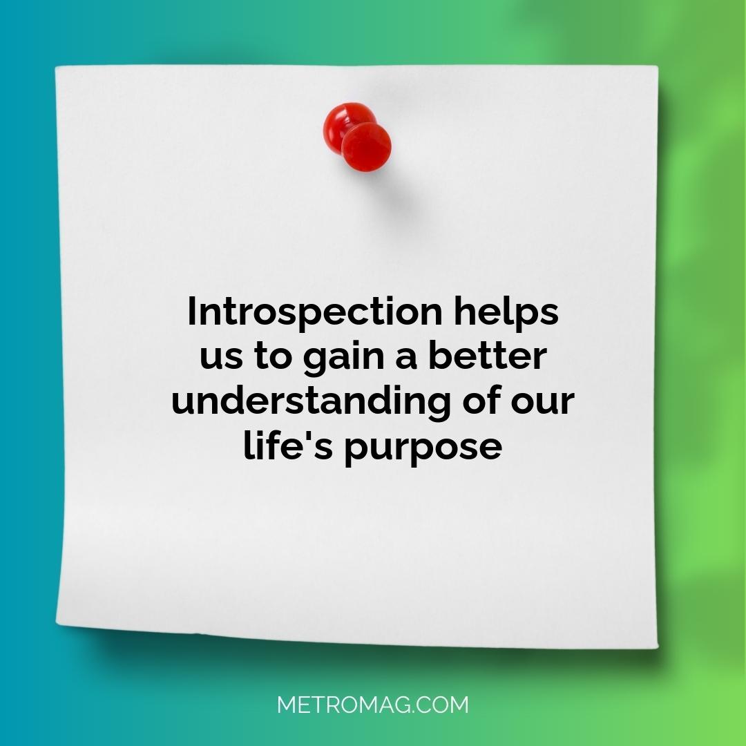 Introspection helps us to gain a better understanding of our life's purpose