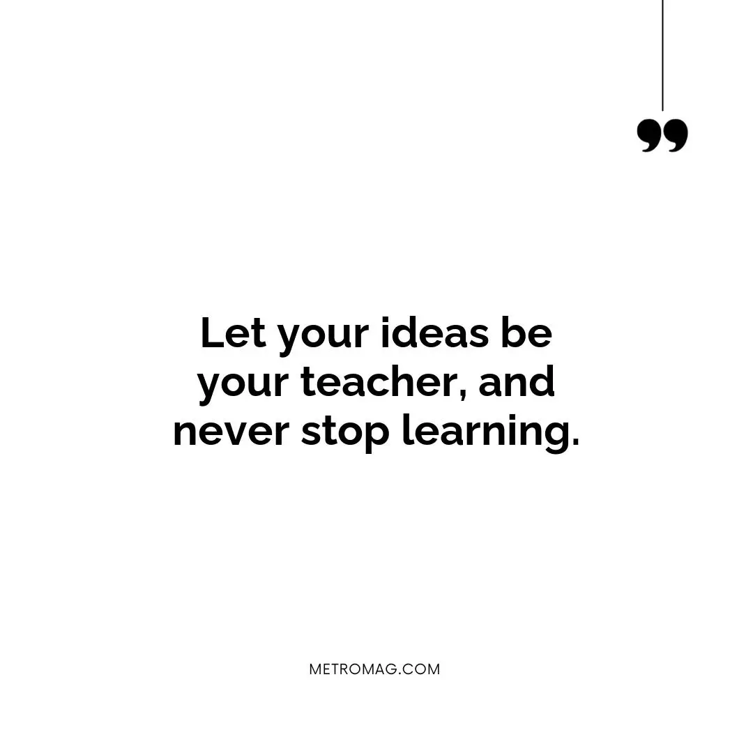 Let your ideas be your teacher, and never stop learning.