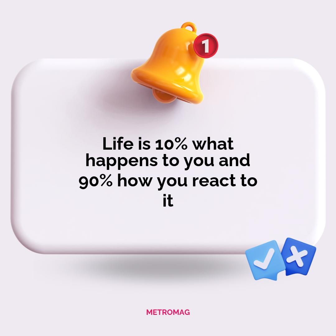 Life is 10% what happens to you and 90% how you react to it