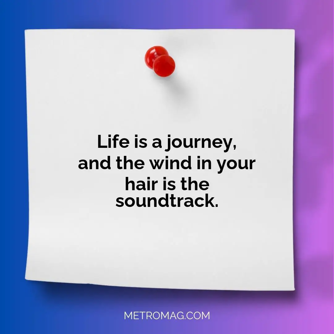 Life is a journey, and the wind in your hair is the soundtrack.