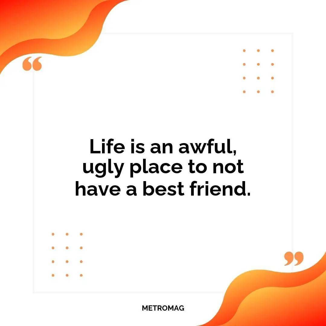 Life is an awful, ugly place to not have a best friend.