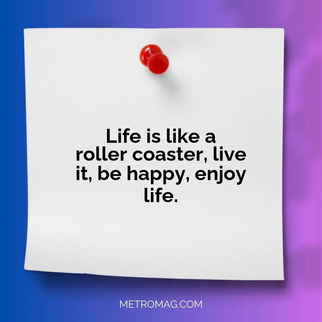 Life is like a roller coaster, live it, be happy, enjoy life.