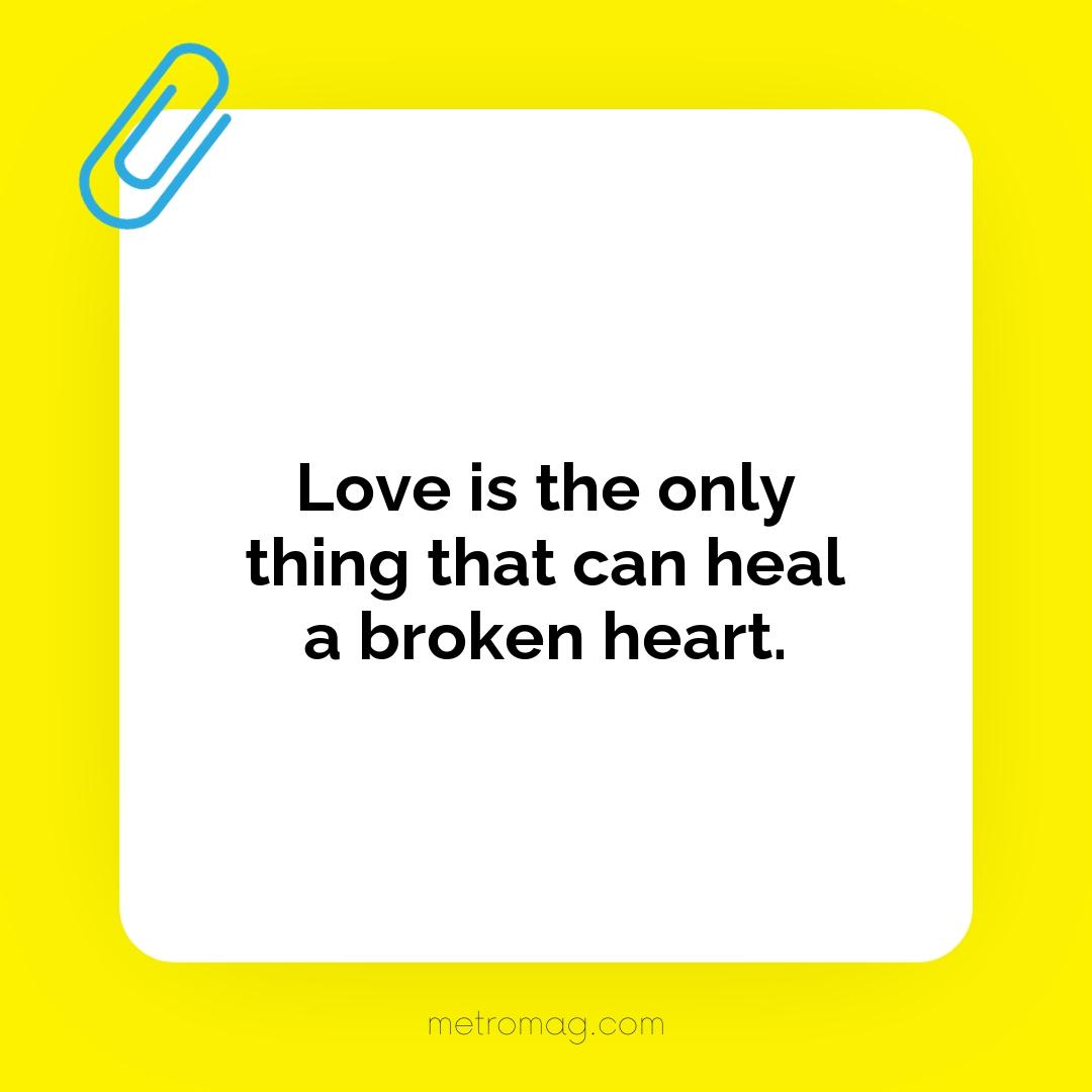 Love is the only thing that can heal a broken heart.