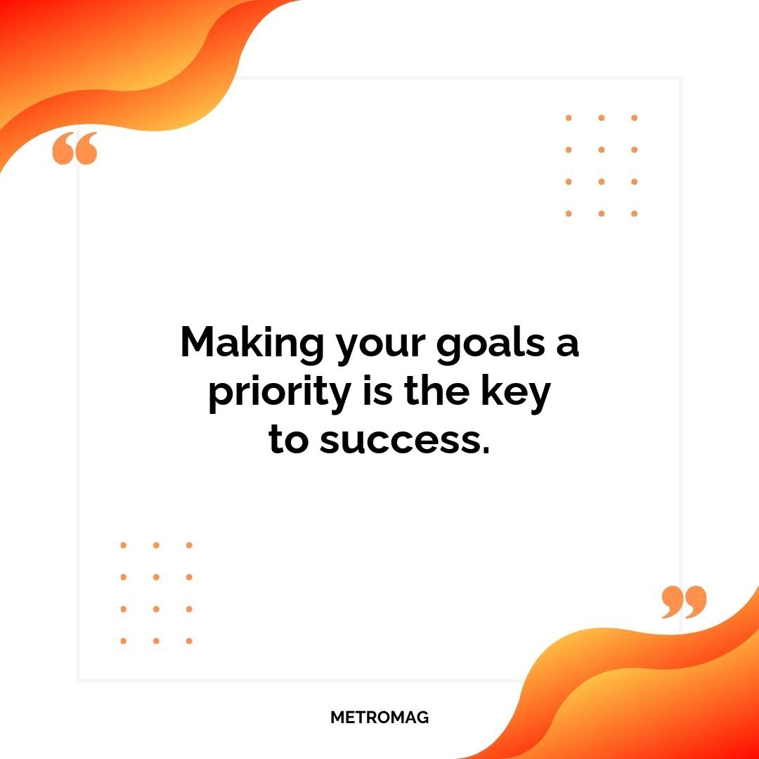 Making your goals a priority is the key to success.