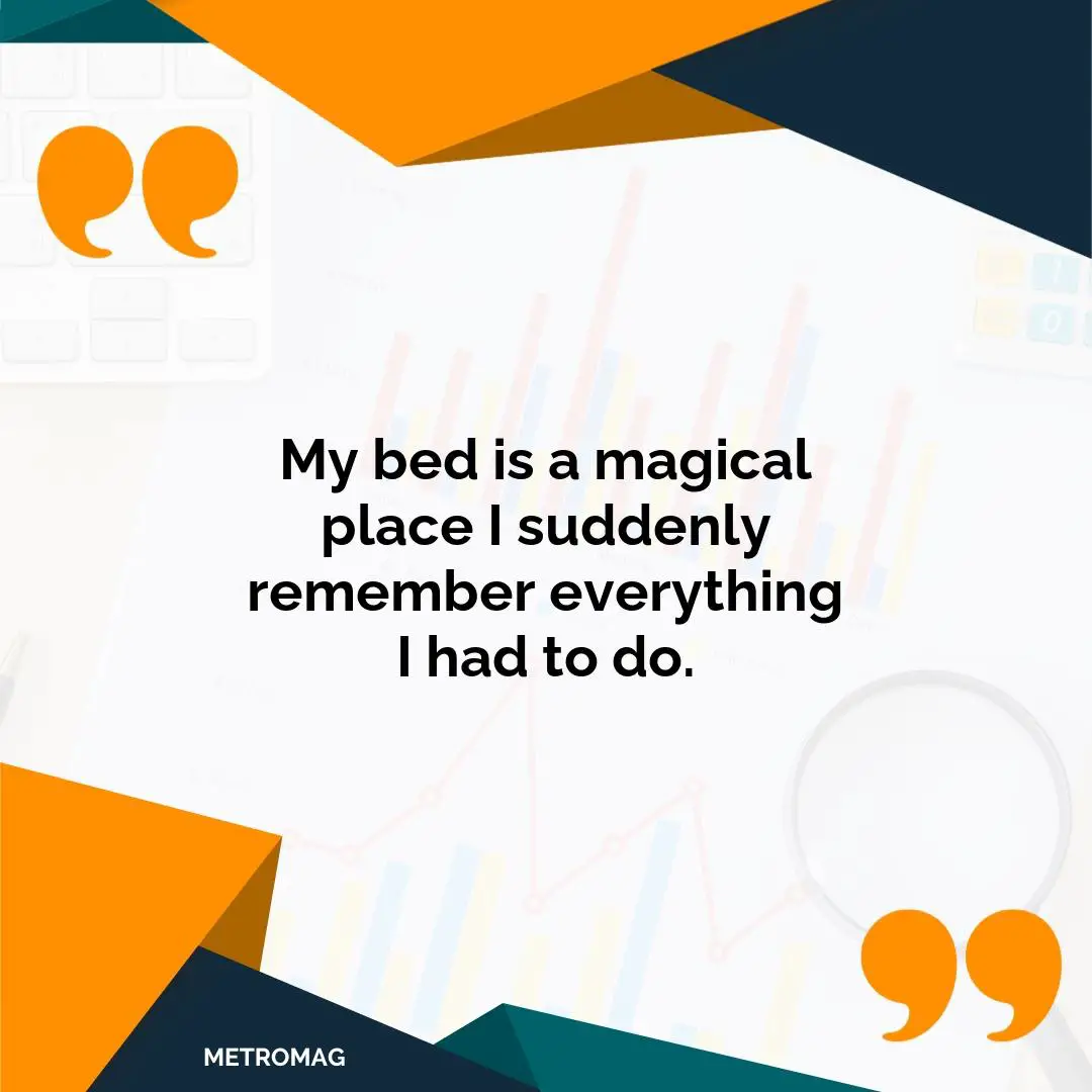 My bed is a magical place I suddenly remember everything I had to do.