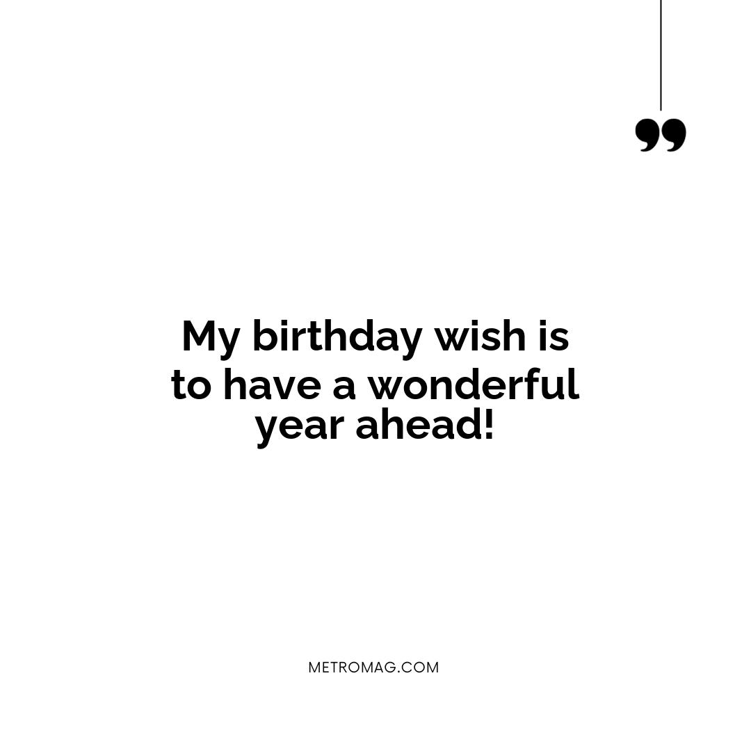 My birthday wish is to have a wonderful year ahead!