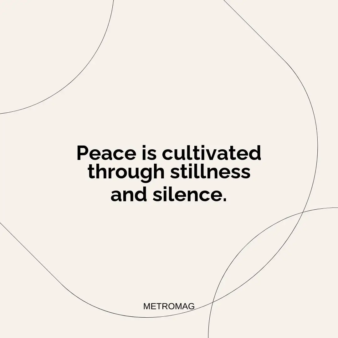 Peace is cultivated through stillness and silence.