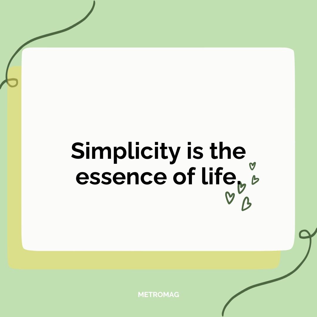 Simplicity is the essence of life.