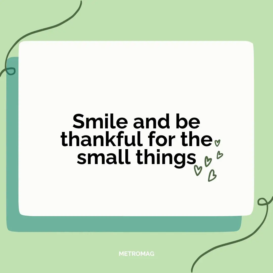 Smile and be thankful for the small things