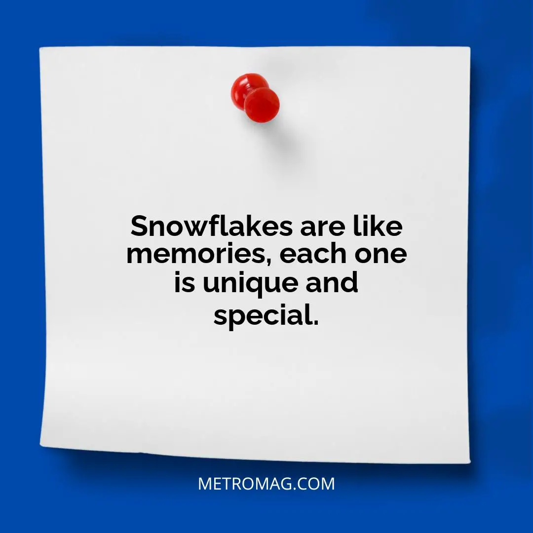 Snowflakes are like memories, each one is unique and special.