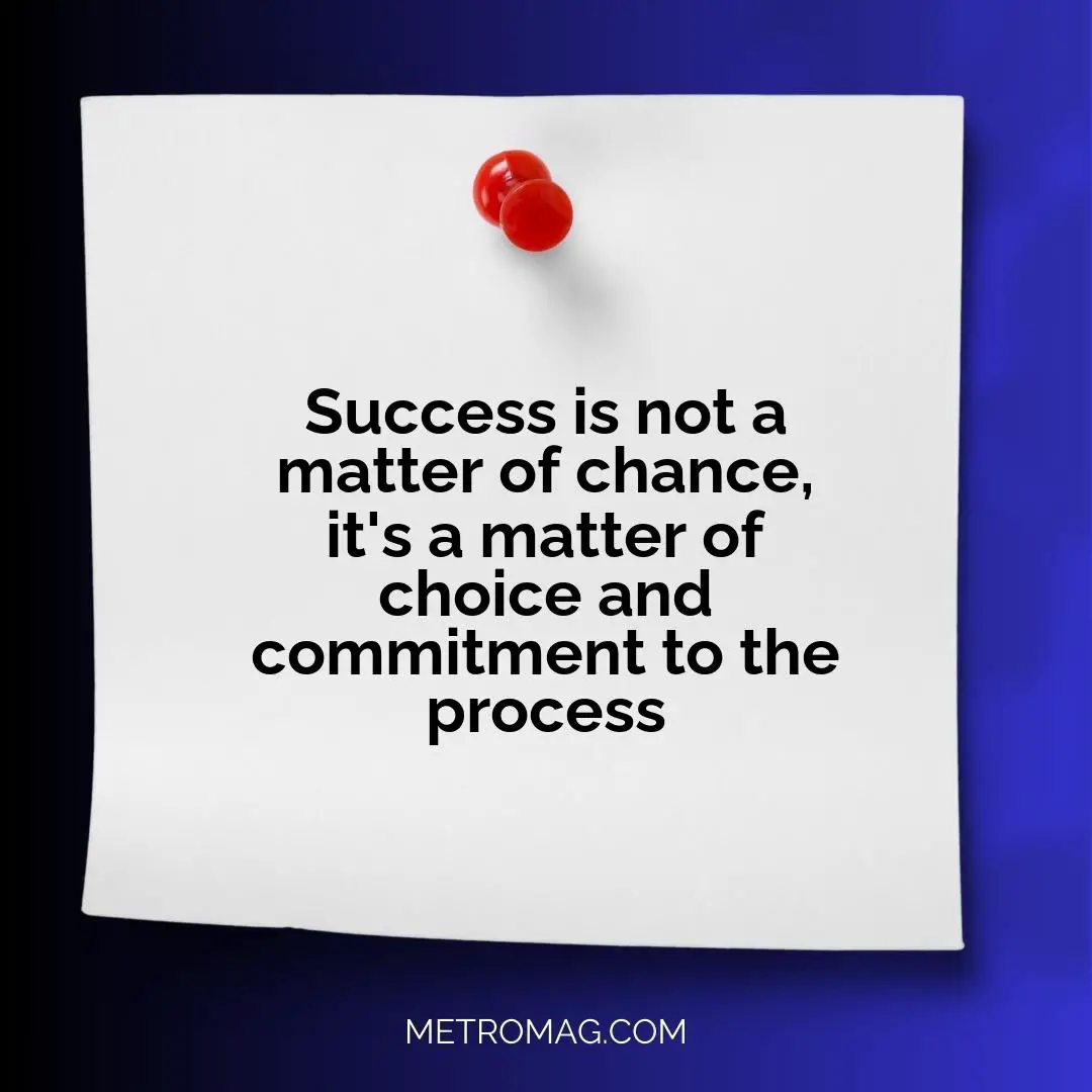 Success is not a matter of chance, it's a matter of choice and commitment to the process