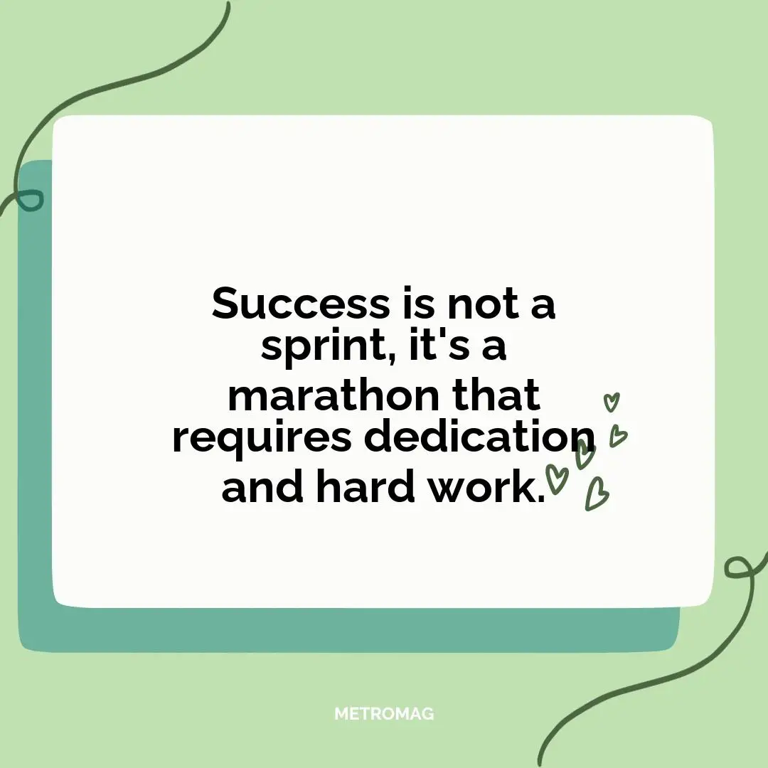 Success is not a sprint, it's a marathon that requires dedication and hard work.