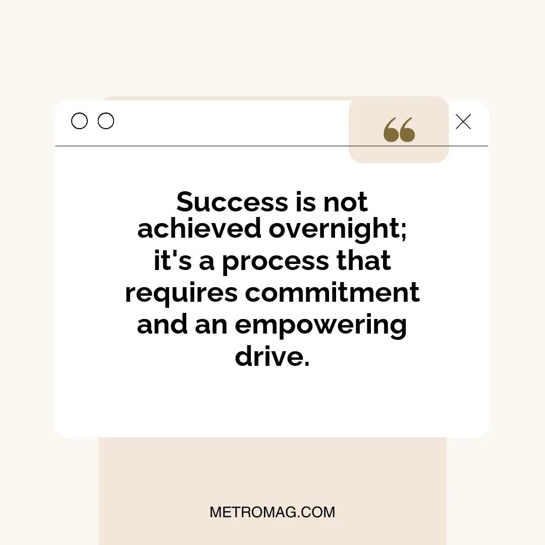 Success is not achieved overnight; it's a process that requires commitment and an empowering drive.