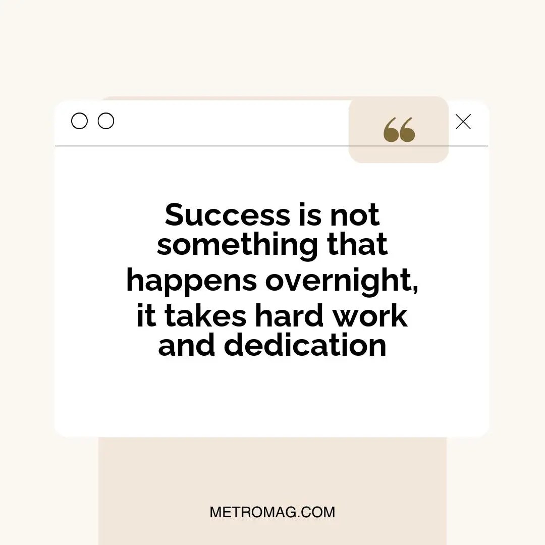 Success is not something that happens overnight, it takes hard work and dedication