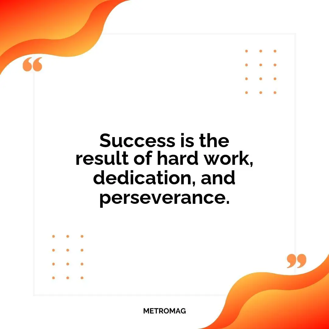 Success is the result of hard work, dedication, and perseverance.