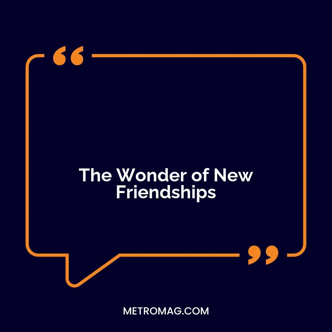 The Wonder of New Friendships