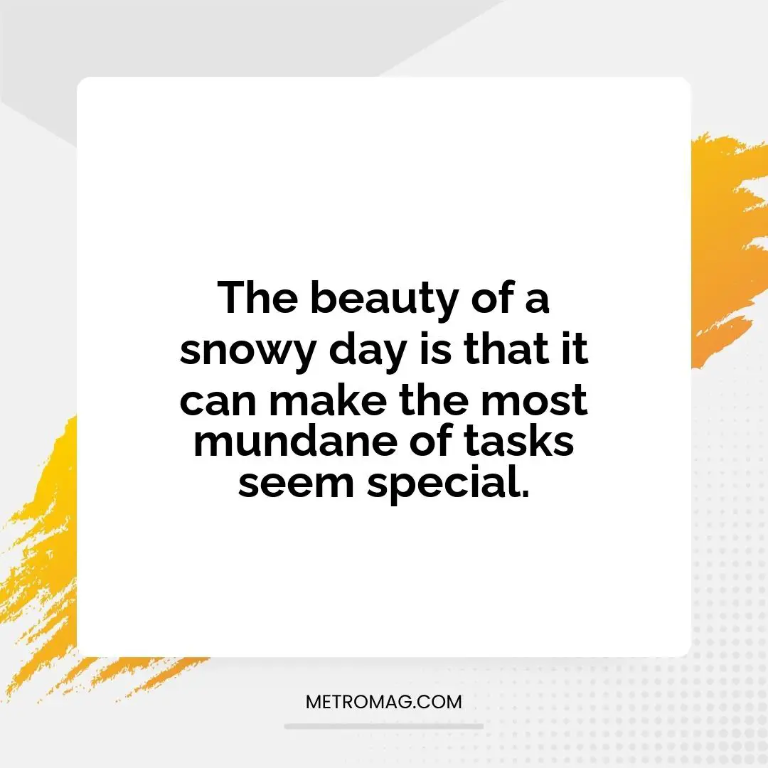 The beauty of a snowy day is that it can make the most mundane of tasks seem special.