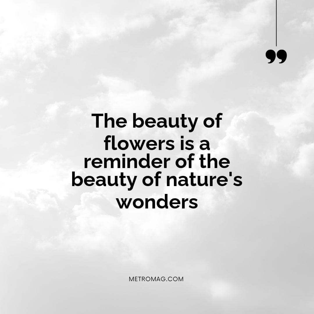 The beauty of flowers is a reminder of the beauty of nature's wonders