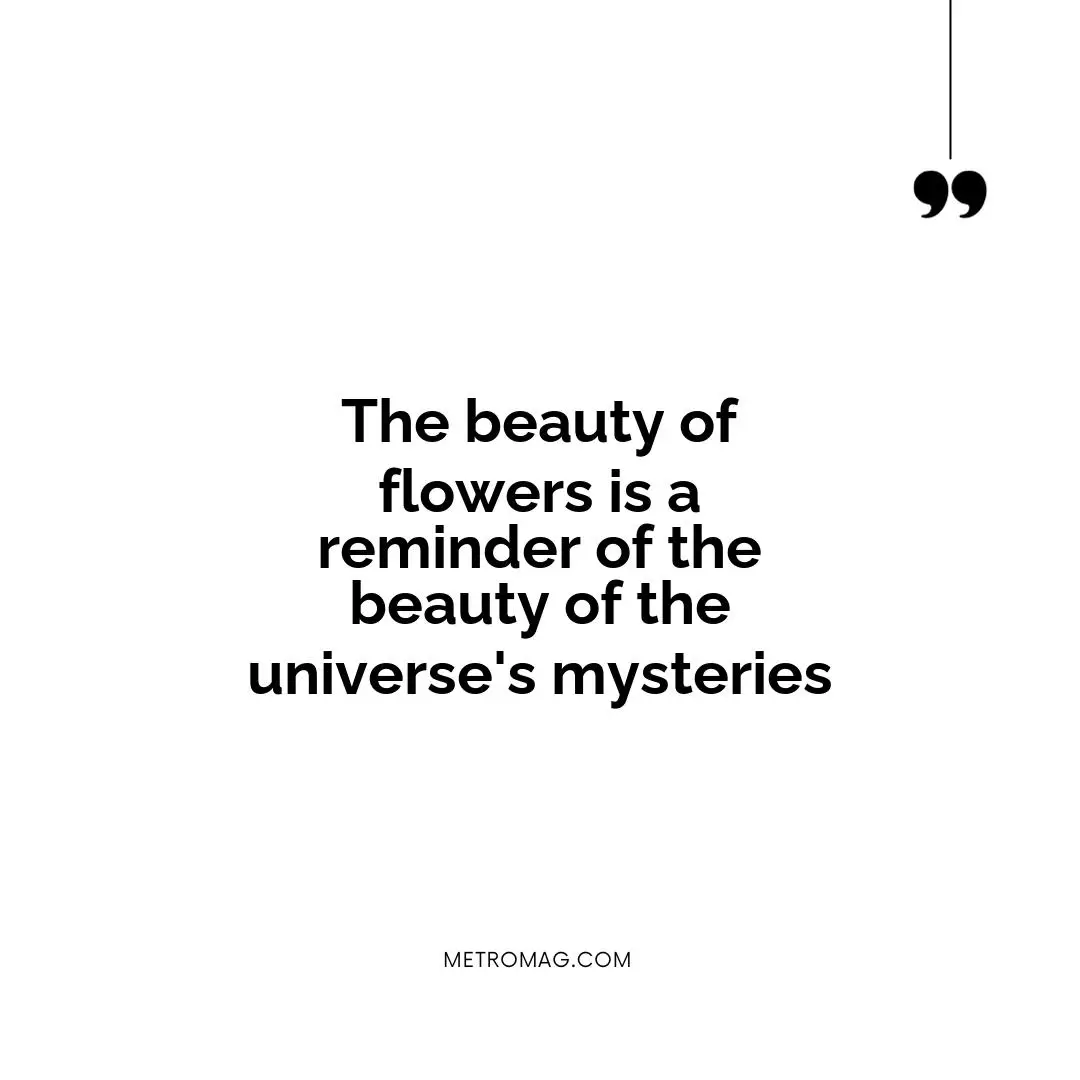 The beauty of flowers is a reminder of the beauty of the universe's mysteries