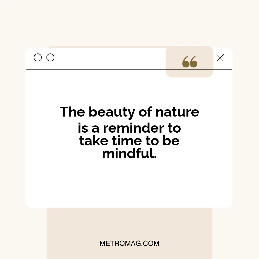 The beauty of nature is a reminder to take time to be mindful.